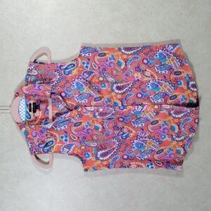 04189 Talbots peach w/paisley sleeveless no iron blouse 10